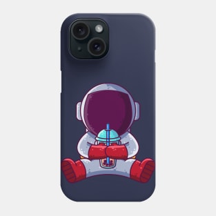 Cute Astronaut Drinking Boba Cartoon Phone Case