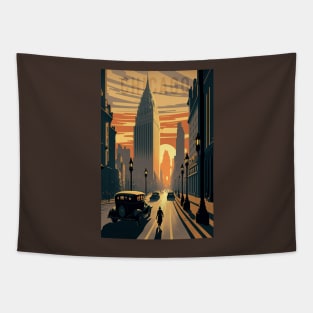 1930s Chicago Sunset Tapestry