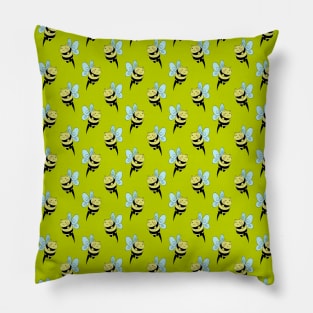 Bee Cat Lime Green Pattern Pillow