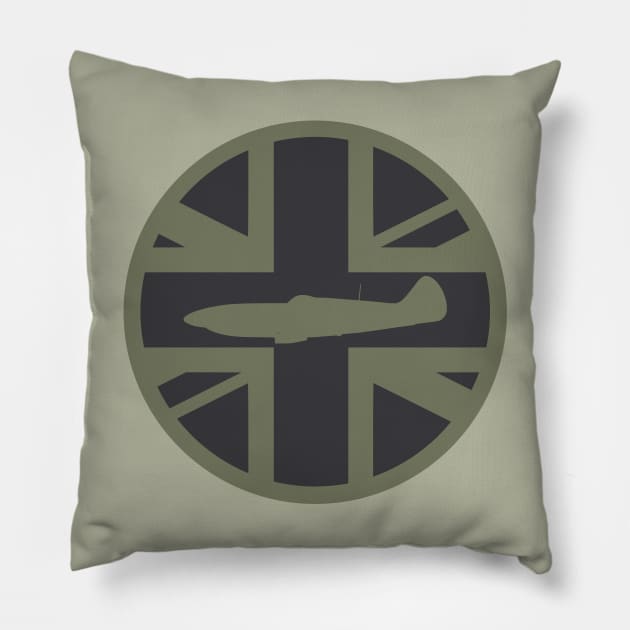 Supermarine Spitfire Union Jack Desert Patch Pillow by Firemission45