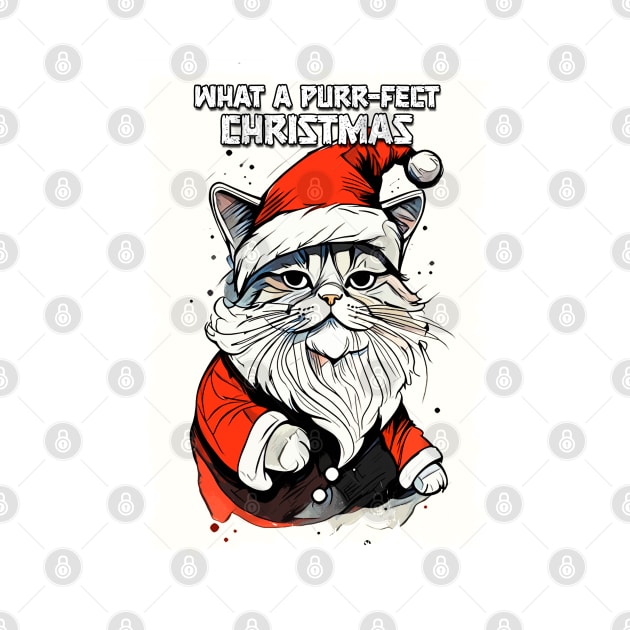 Funny Christmas Quote Cute Santa Claus Cat Illustration for Pet Lovers and Owners by Naumovski