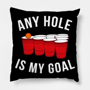 Any Hole Is My Goal Beer Pong Party College Student Pillow