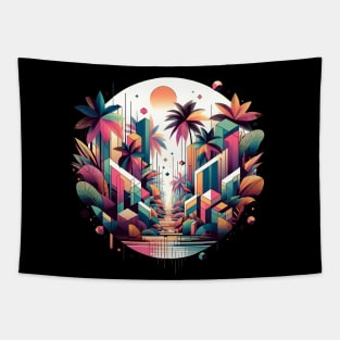 Urban Oasis - Geometric Jungle Tapestry