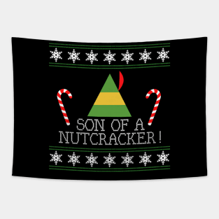 Son Of A Nutcracker Elf Quote Christmas Knit Tapestry