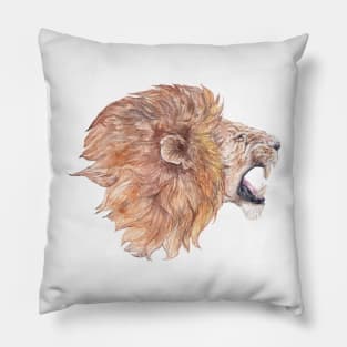 Roaring Watercolor Lion Pillow