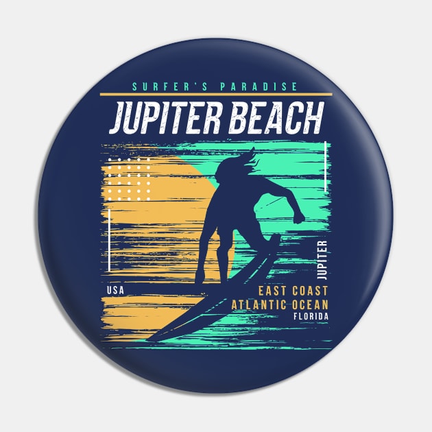 Retro Surfing Jupiter Beach, Florida // Vintage Surfer Beach // Surfer's Paradise Pin by Now Boarding