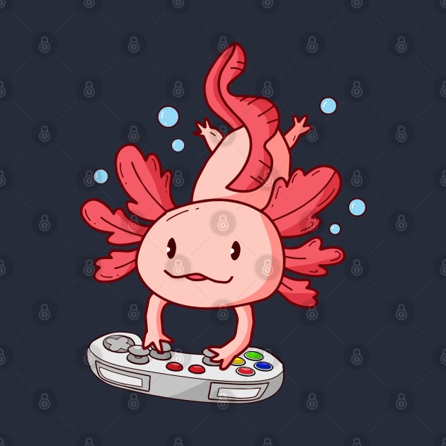 Gamer Axolotl Playing Video Games Cute Axolotl Lover by Tee-Riss