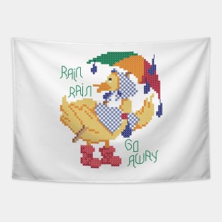 Rain Rain Go Away Duck Cross Stitch Tapestry