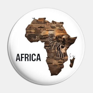 African Map Wildlife Safari Pin