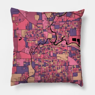 Fort Wayne Map Pattern in Purple & Pink Pillow