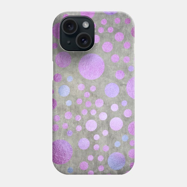 Abstract Blue and Violet Gold Polka Dots over Metallic Surface Phone Case by sundressed