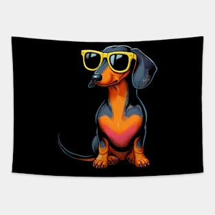 Funny Dachshund with Sunglasses Tapestry