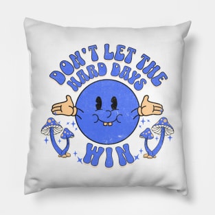 Positive Vibes Smiley Face & Mushrooms Encouragement Tee Pillow