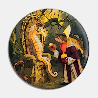 watercolor trout priest brings apples for seahorse Pin