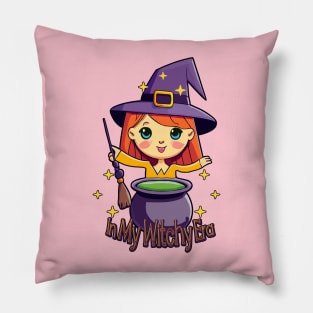 In My Witchy Era Tee for Halloween Book Reading Pillow