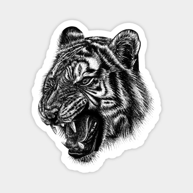 Fierce tiger Magnet by lorendowding