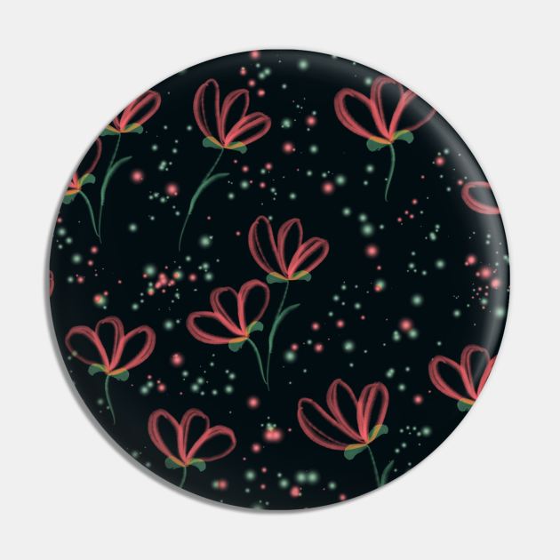 Red petal flowers with watercolor splashes pattern Pin by ArtMorfic