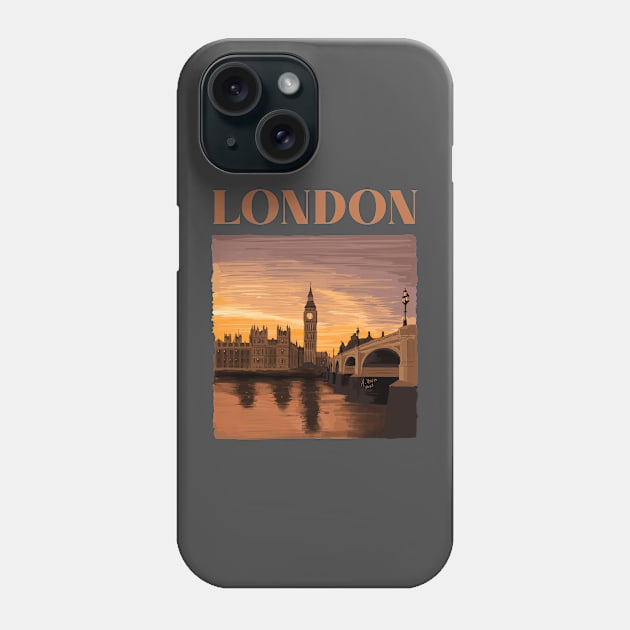 London by sunset Illustration Phone Case by burrotees