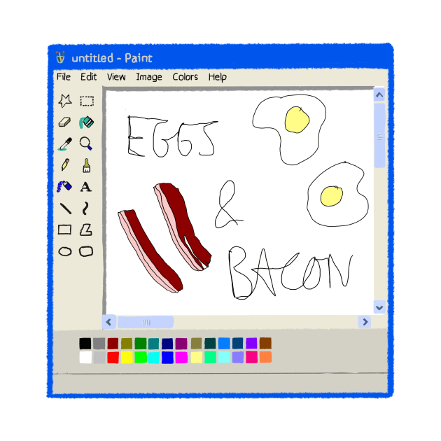 Eggs and bacon Ms Paint drawing by Cyniclothes