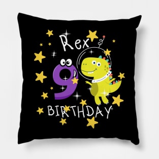 Kids 9 Year Old Shirt 9th Birthday Boy T Rex Dinosaur Space Pillow