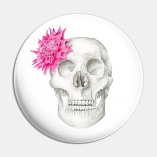 Side Flower Skull Pin