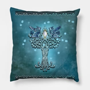 Wonderful celtic cross with crows Pillow