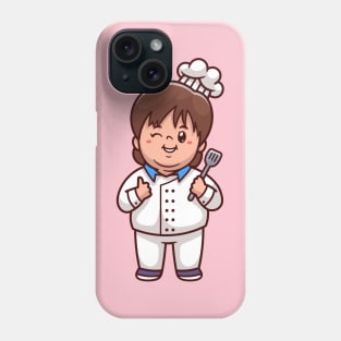 Cute Kid Chef Holding Spatula Cartoon Phone Case