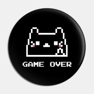 Game over funny 8 bit pixelart cat Pin