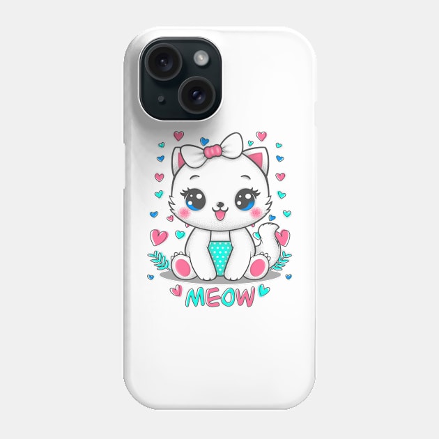 Little White Cat Phone Case by ilhnklv