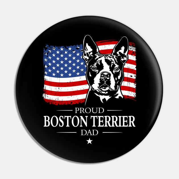 Proud Boston Terrier Dad American Flag patriotic dog Pin by wilsigns