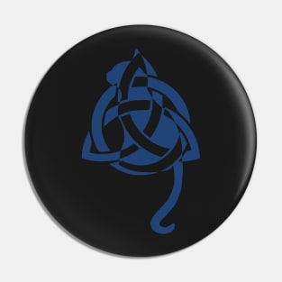 Blue Celtic Triquetra Cat Pin