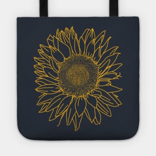 Sunflower Yellow Line Drawing Tote