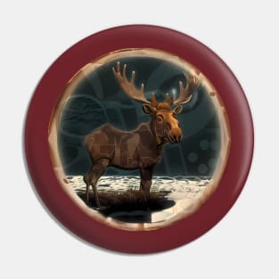 Geometric Moose Alaskan Wildlife Art Pin