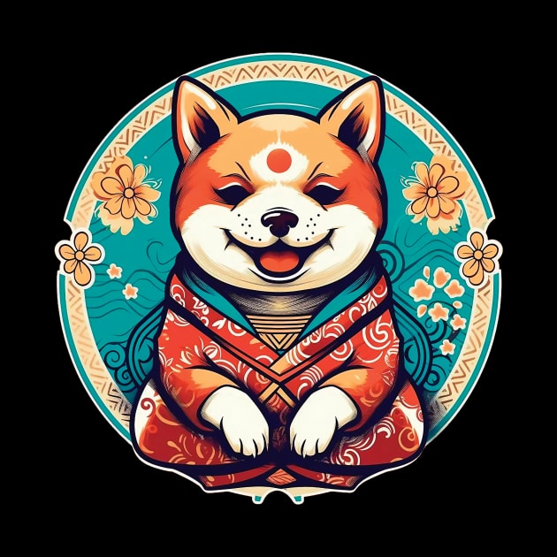 Shiba Inu in japanese kimono by GreenMary Design