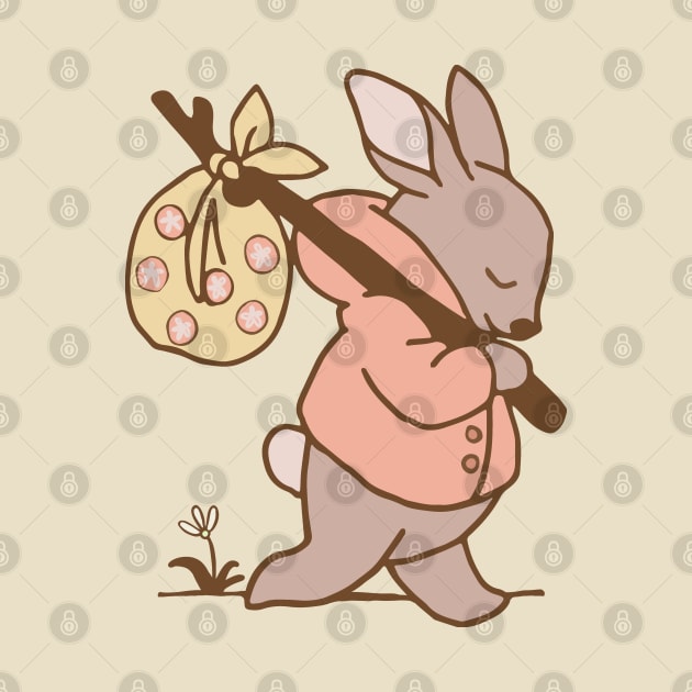 Little cute rabbit walks away from home - on a baby onzie or sweatshirt by marina63