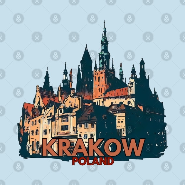 Krakow poland cityscape by TomFrontierArt