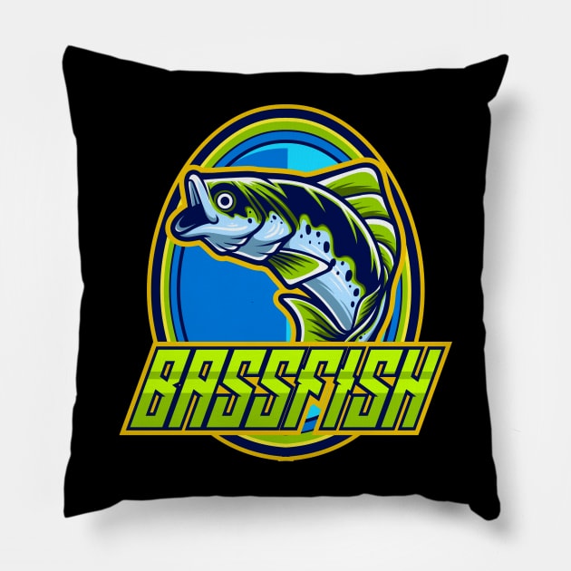 Bass Fish Esport 1.4 Pillow by Harrisaputra