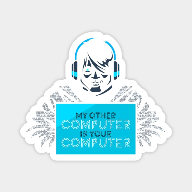 Hacker Other Computer Blue Headphones Hacking Magnet by Mellowdellow