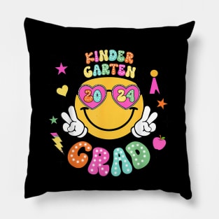 Groovy Kindergarten Graduate  Face Graduation 2024 Grad Pillow