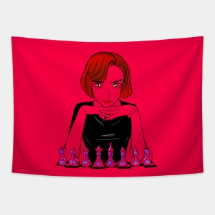 beth harmon the queen in gambit chess player ecopop art Tapestry