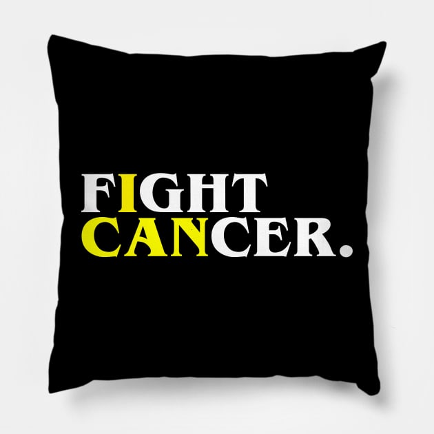 Fight Cancer (I Can), Yellow T-Shirt Pillow by joelstetler