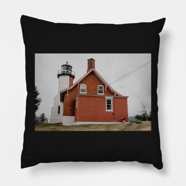 lighthouse on the michigan coast Pillow by LindsayVaughn
