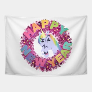 Happy New Unicorny Year Tapestry