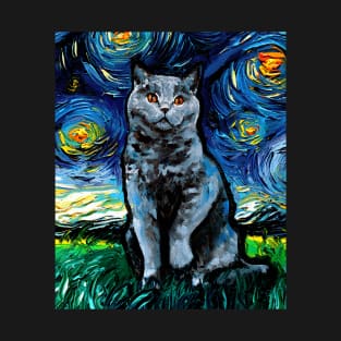 Blue British Shorthair Night T-Shirt