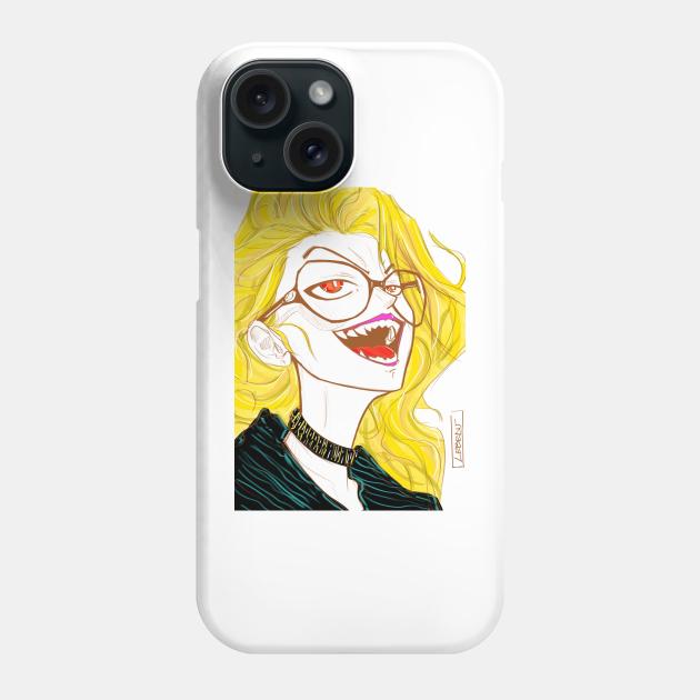 vampire kiss in blonde pale girl ecopop art in steampunk of dark Phone Case by jorge_lebeau