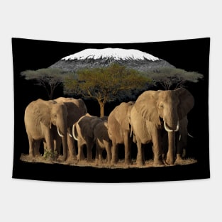 Kilimanjaro with Elephants on Safari in Kenya / Africa Tapestry