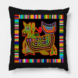 Kuna Indian Serpent Dragon with Bird Pillow