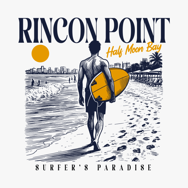 Vintage Surfing Rincon Point Half Moon Bay, California // Retro Surfer Sketch // Surfer's Paradise by Now Boarding