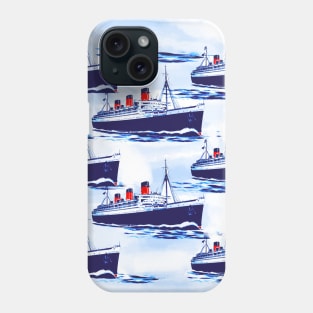 Ship Watercolor Blue Pattern Phone Case