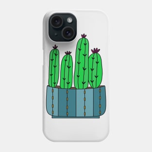 Cute Cactus Design #118: Cacti Group With Magenta Flowers Phone Case